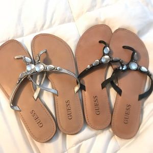 2 pairs of Guess Flip Flops
